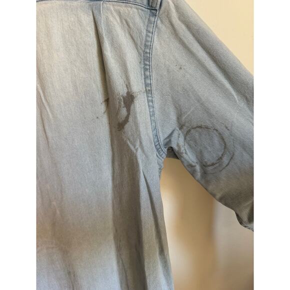 Vintage Wrangler Flex Work Shirt Light Wash Well-Worn Size Medium Button Up - Picture 9 of 10